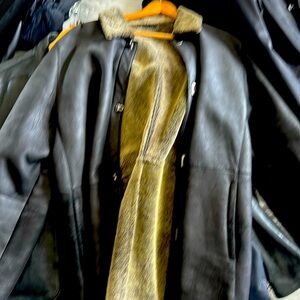 Leather long coat